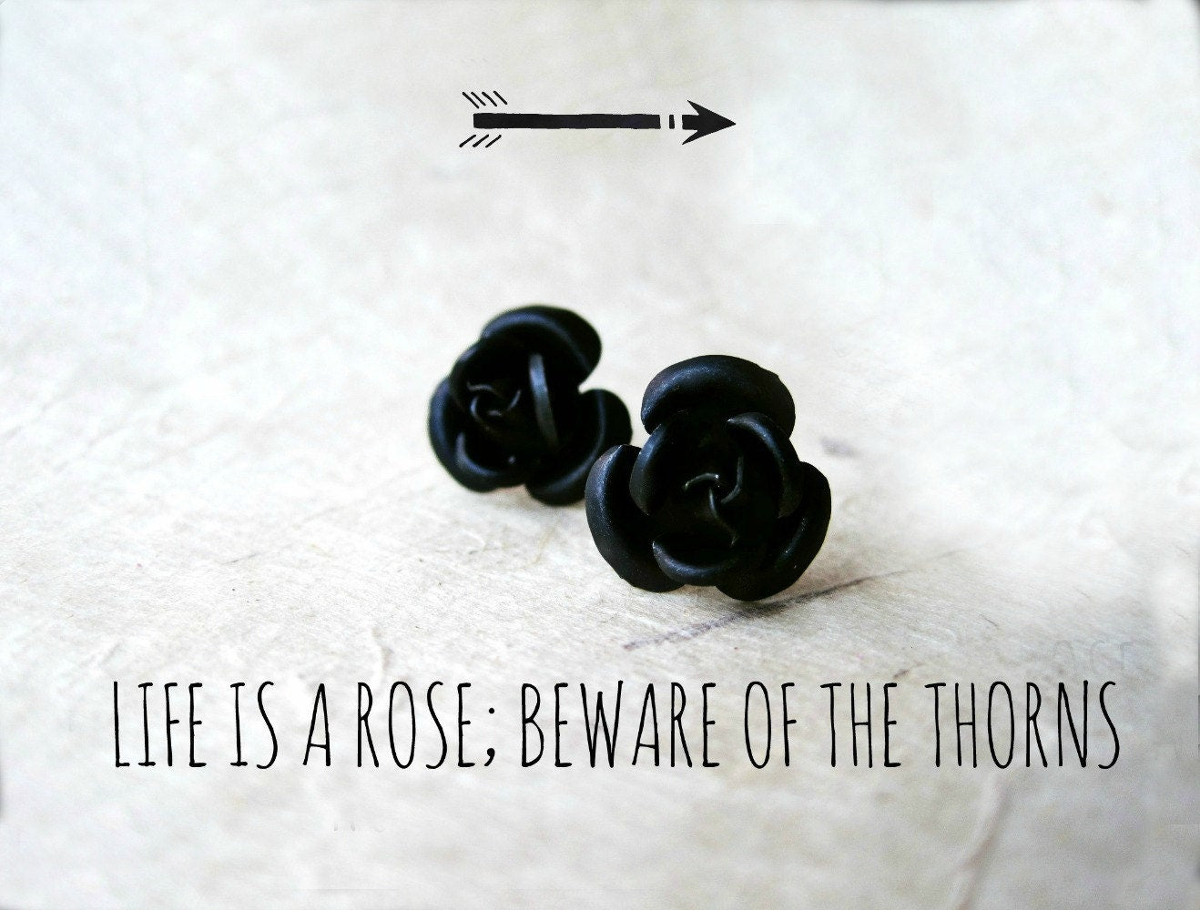 Black Rose Earrings. Small Flower Stud Earrings. Handmade Lightweight Aluminum Rose Studs. Matte Black Metal Studded Floral Post Earrings.