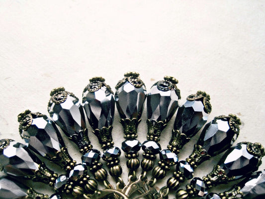 Silver Drop Earrings, Gunmetal Teardrop Earrings, Handmade Earring, 1920s Inspired Flapper Jewelry, Metallic Grey Jewelry, Dark Gray Earring
