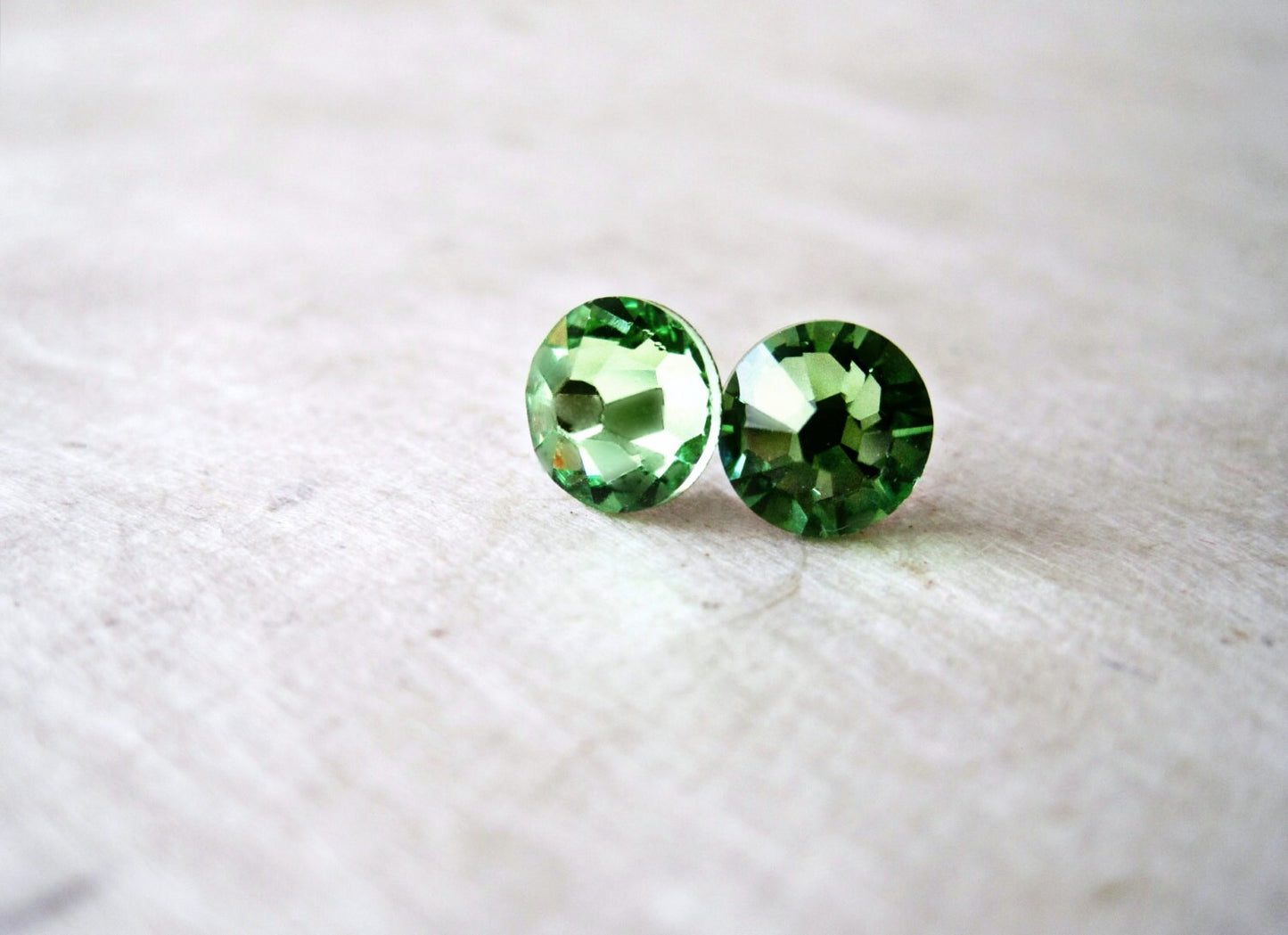 Peridot Post Earrings, Green Crystal Studs, Genuine Swarovski Stud Earrings, Small 7mm Stones, Simple Earrings, Green Bridesmaid Earrings