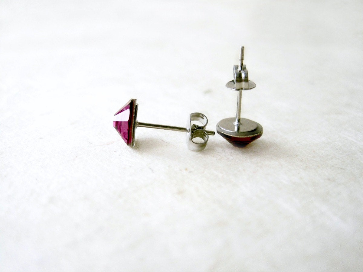 Pink Stud Earrings, Rose Pink Earring, Small Crystal Earrings, Blush Pink Wedding, Swarovski Earrings, Simple Post Earring, Pink Bridesmaids