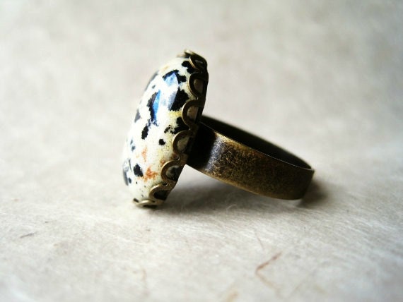 Dalmatian Jasper Ring, Jasper Stone Ring, Natural Gemstone Ring, Southwestern Boho Ring, Healing Crystal Ring, Bohemian Mystical Talisman