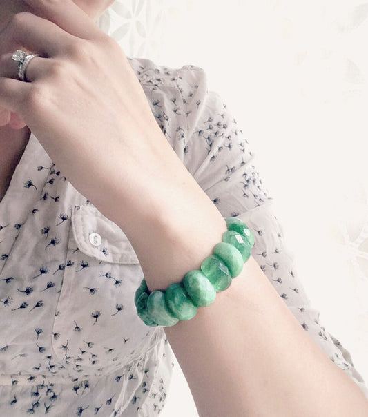 Green Gemstone Bracelet, Green Aventurine Beaded Stretch Bracelet, Chakra Bracelet, Green Onyx Stone Bracelet, Natural Bohemian Jewelry
