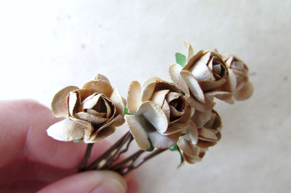 Rose Hair Pins, Champagne Wedding, Small Hair Flowers, Cream Bridesmaids, Rustic Hair Accessories, Fall Weddings, Floral Hair Pins MPR6