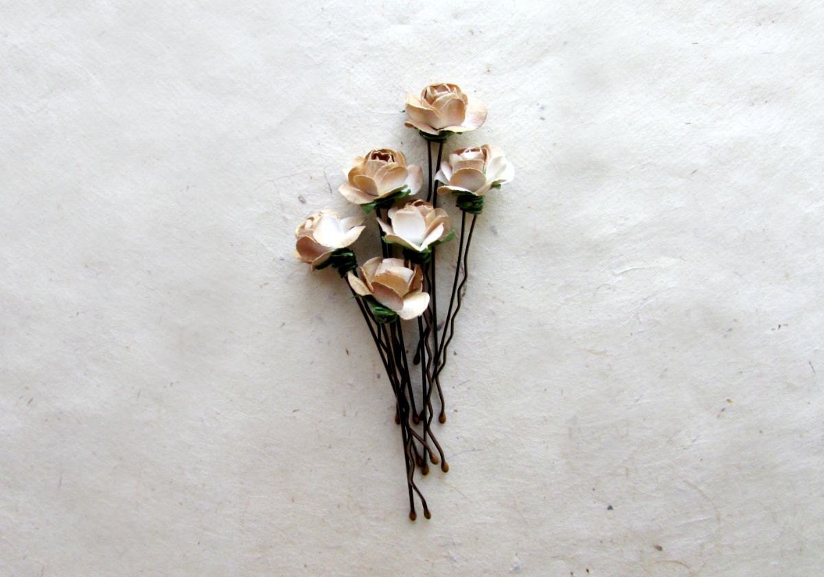 Rose Hair Pins, Champagne Wedding, Small Hair Flowers, Cream Bridesmaids, Rustic Hair Accessories, Fall Weddings, Floral Hair Pins MPR6