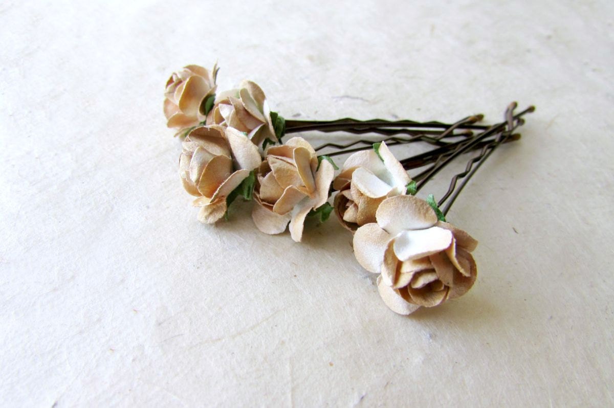 Rose Hair Pins, Champagne Wedding, Small Hair Flowers, Cream Bridesmaids, Rustic Hair Accessories, Fall Weddings, Floral Hair Pins MPR6