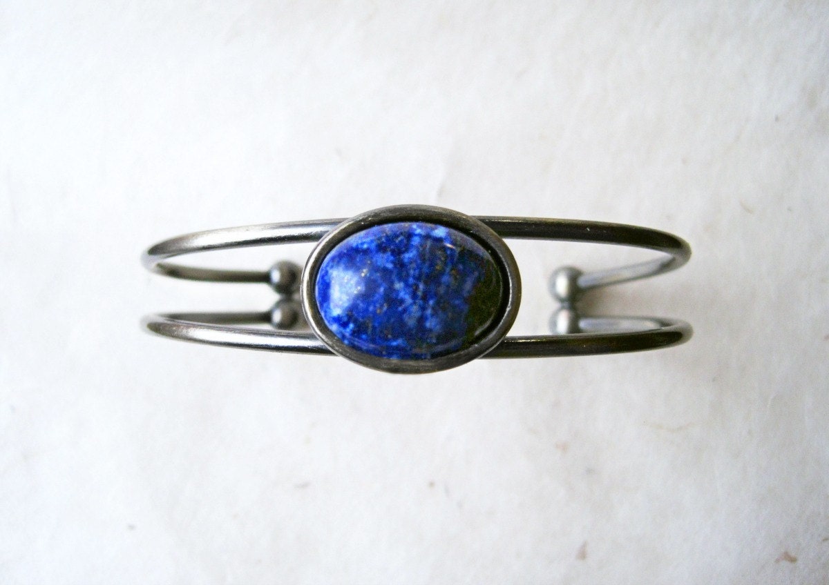 Lapis Lazuli Bracelet, Gemstone Bracelet, Blue Lapis Bracelet, Silver Cuff Bracelet, Natural Lapiz Gemstone Bangle Bracelet,Talisman Jewelry