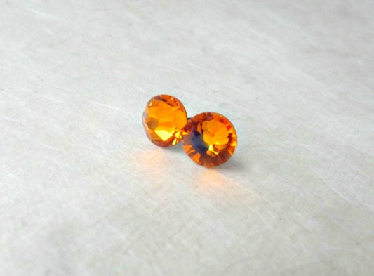 Orange Stud Earrings, Swarovski Crystal Earrings, Small 7mm Post Stud Earrings, Tangerine Orange Bridesmaid Studs, Citrus Summer Weddings