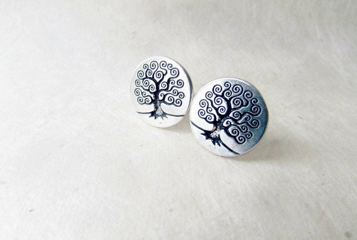 Tree of Life Earrings, Tree of Life Studs, Yggdrasil Earrings, Science Gifts, Norse Mythology Jewelry, Yggdrasil Tree Studs, Fertility Studs