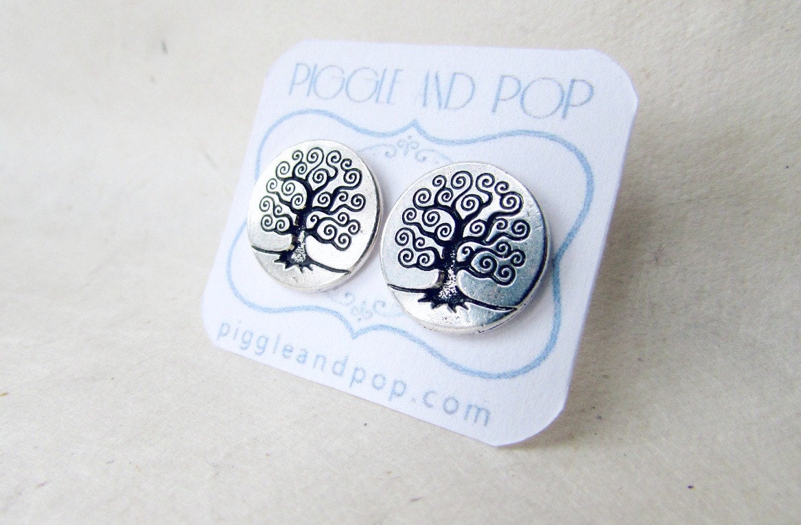 Tree of Life Earrings, Tree of Life Studs, Yggdrasil Earrings, Science Gifts, Norse Mythology Jewelry, Yggdrasil Tree Studs, Fertility Studs